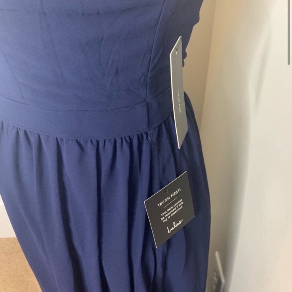 Lulu’s air of romance navy blue maxi formal dress - Picture 3 of 7